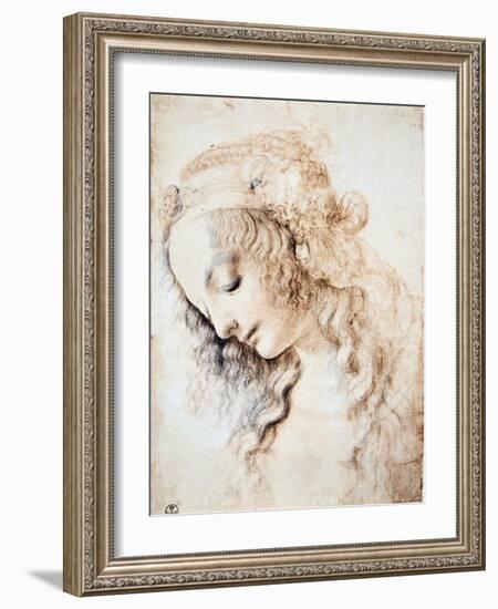 Leonardo Da Vinci (Leonardo Da Vinci) (1452 - 1519): Portrait of a Girl with Closed Eyes and Head D-Leonardo Da Vinci-Framed Giclee Print