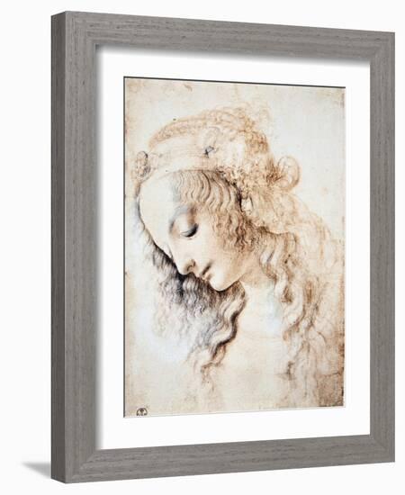 Leonardo Da Vinci (Leonardo Da Vinci) (1452 - 1519): Portrait of a Girl with Closed Eyes and Head D-Leonardo Da Vinci-Framed Giclee Print