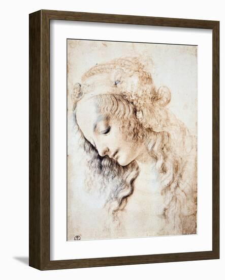 Leonardo Da Vinci (Leonardo Da Vinci) (1452 - 1519): Portrait of a Girl with Closed Eyes and Head D-Leonardo Da Vinci-Framed Giclee Print