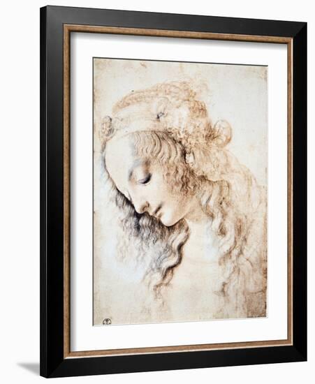 Leonardo Da Vinci (Leonardo Da Vinci) (1452 - 1519): Portrait of a Girl with Closed Eyes and Head D-Leonardo Da Vinci-Framed Giclee Print