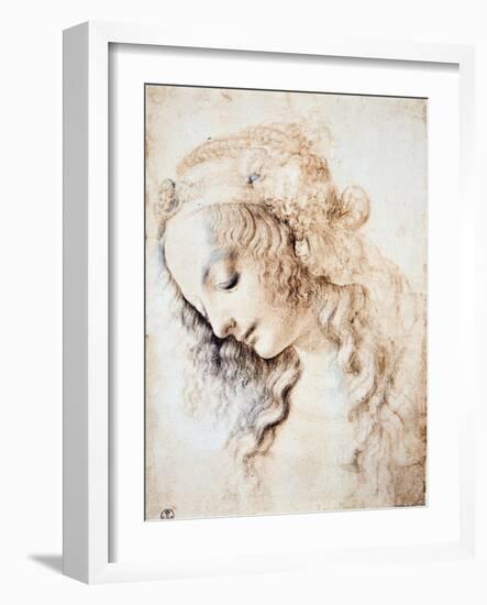 Leonardo Da Vinci (Leonardo Da Vinci) (1452 - 1519): Portrait of a Girl with Closed Eyes and Head D-Leonardo Da Vinci-Framed Giclee Print