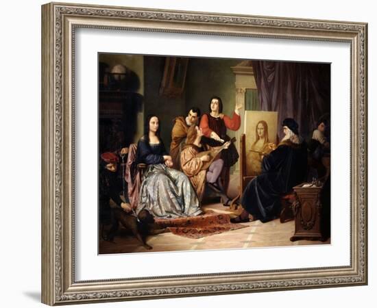 Leonardo Da Vinci Painting the Mona Lisa-Cesare Maccari-Framed Giclee Print