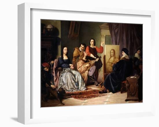 Leonardo Da Vinci Painting the Mona Lisa-Cesare Maccari-Framed Giclee Print