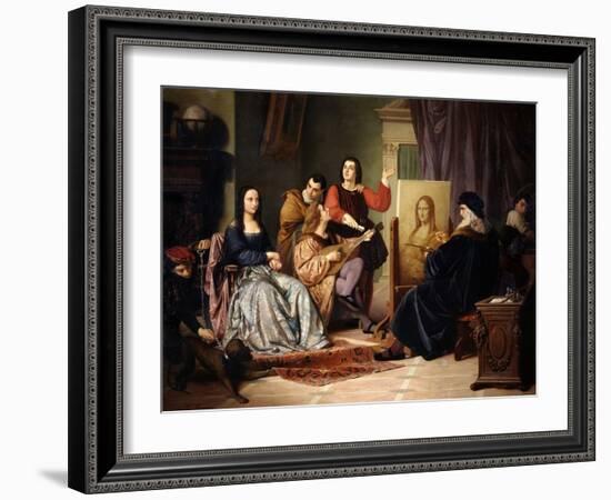 Leonardo Da Vinci Painting the Mona Lisa-Cesare Maccari-Framed Giclee Print