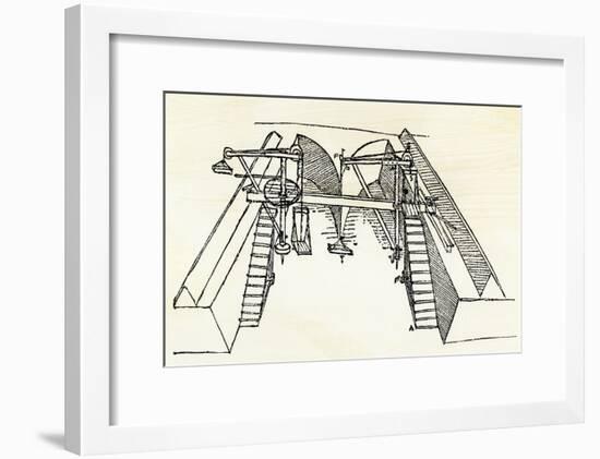 Leonardo Da Vinci's Drawing of a Device for Excavating a Canal-null-Framed Giclee Print