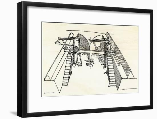 Leonardo Da Vinci's Drawing of a Device for Excavating a Canal-null-Framed Giclee Print