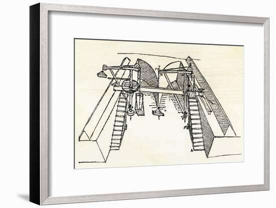 Leonardo Da Vinci's Drawing of a Device for Excavating a Canal-null-Framed Giclee Print