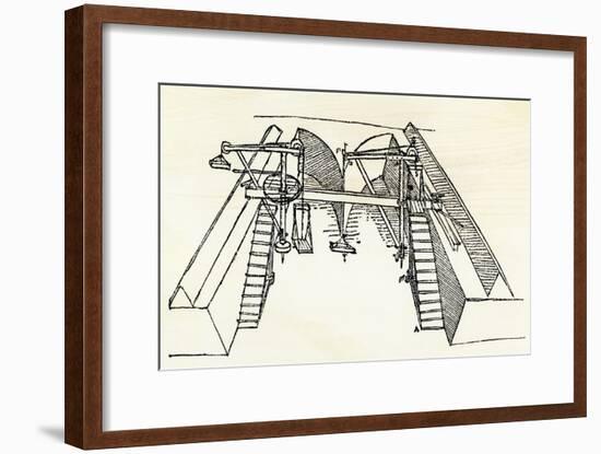 Leonardo Da Vinci's Drawing of a Device for Excavating a Canal-null-Framed Giclee Print