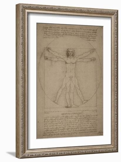 Leonardo Da Vinci's Vitruvian Man, Circa 1490-Stocktrek Images-Framed Art Print