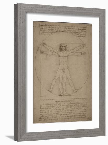 Leonardo Da Vinci's Vitruvian Man, Circa 1490-Stocktrek Images-Framed Art Print