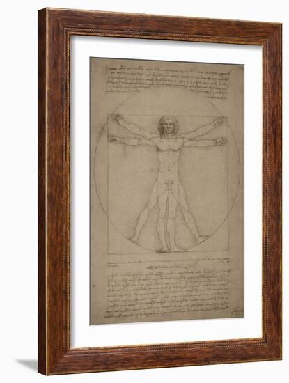 Leonardo Da Vinci's Vitruvian Man, Circa 1490-Stocktrek Images-Framed Art Print