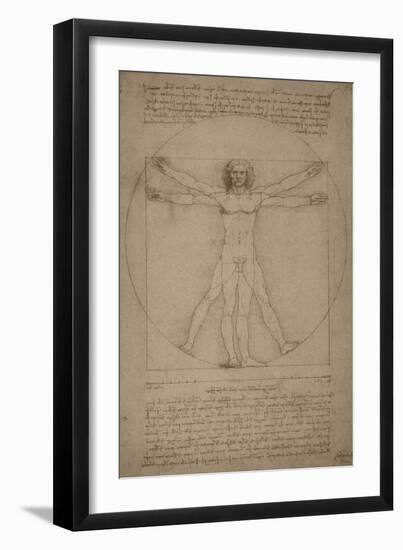 Leonardo Da Vinci's Vitruvian Man, Circa 1490-Stocktrek Images-Framed Art Print