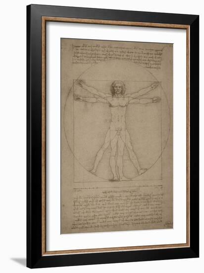 Leonardo Da Vinci's Vitruvian Man, Circa 1490-Stocktrek Images-Framed Art Print