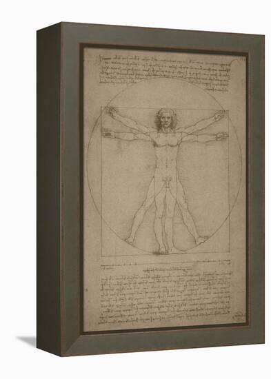 Leonardo Da Vinci's Vitruvian Man, Circa 1490-Stocktrek Images-Framed Stretched Canvas