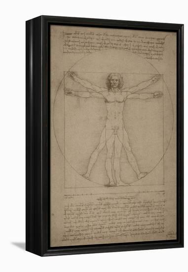 Leonardo Da Vinci's Vitruvian Man, Circa 1490-Stocktrek Images-Framed Stretched Canvas