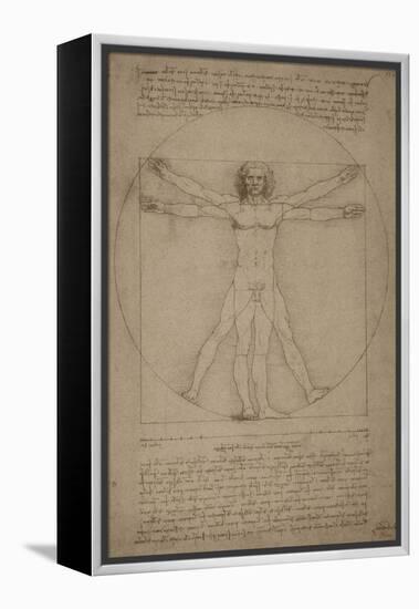 Leonardo Da Vinci's Vitruvian Man, Circa 1490-Stocktrek Images-Framed Stretched Canvas