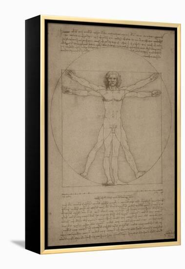 Leonardo Da Vinci's Vitruvian Man, Circa 1490-Stocktrek Images-Framed Stretched Canvas