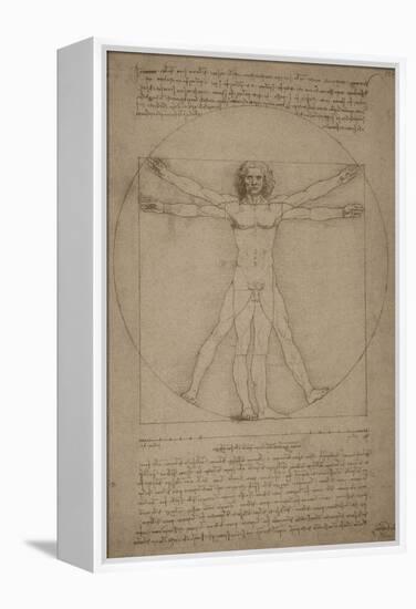 Leonardo Da Vinci's Vitruvian Man, Circa 1490-Stocktrek Images-Framed Stretched Canvas