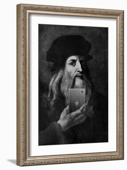 Leonardo Da Vinci Selfie Portrait-null-Framed Art Print