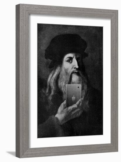 Leonardo Da Vinci Selfie Portrait-null-Framed Art Print