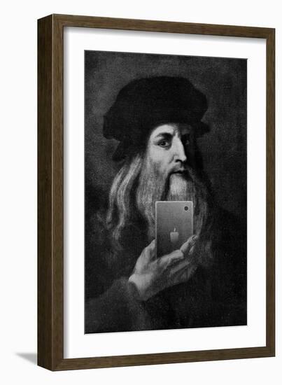 Leonardo Da Vinci Selfie Portrait-null-Framed Art Print