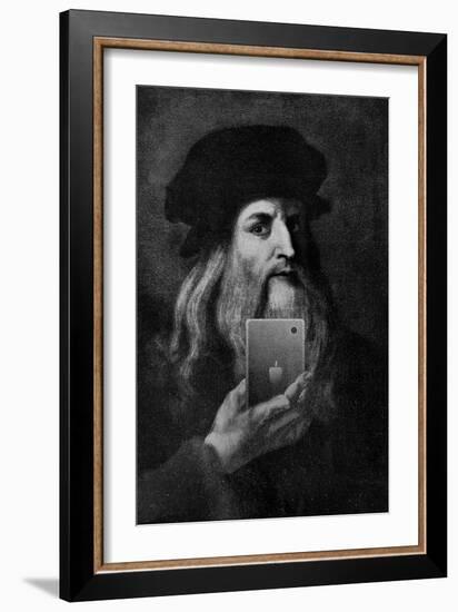 Leonardo Da Vinci Selfie Portrait-null-Framed Art Print