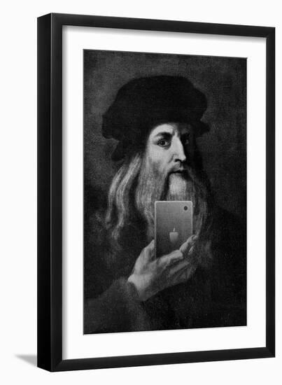 Leonardo Da Vinci Selfie Portrait-null-Framed Art Print