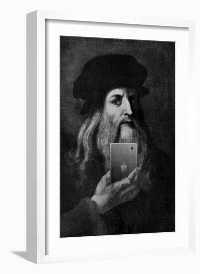 Leonardo Da Vinci Selfie Portrait-null-Framed Art Print