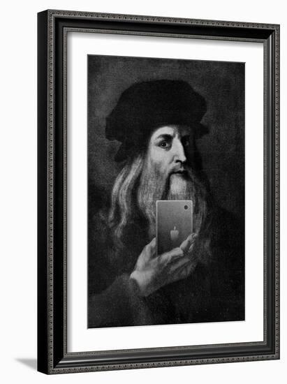 Leonardo Da Vinci Selfie Portrait-null-Framed Art Print