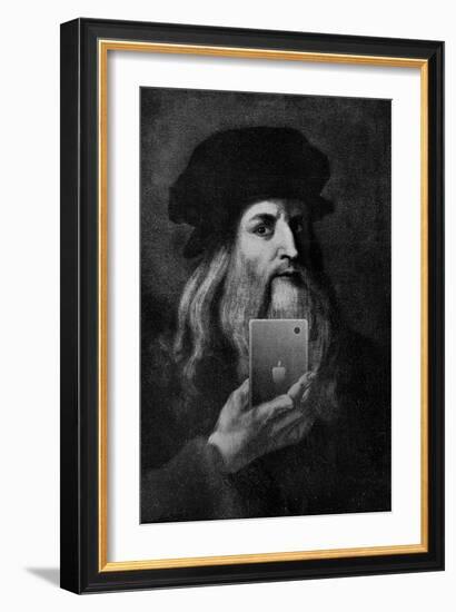 Leonardo Da Vinci Selfie Portrait-null-Framed Art Print