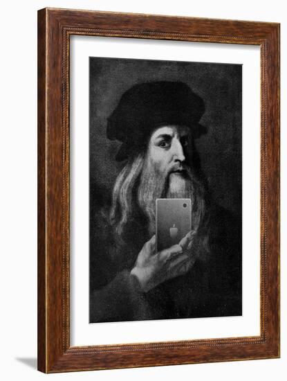 Leonardo Da Vinci Selfie Portrait-null-Framed Premium Giclee Print