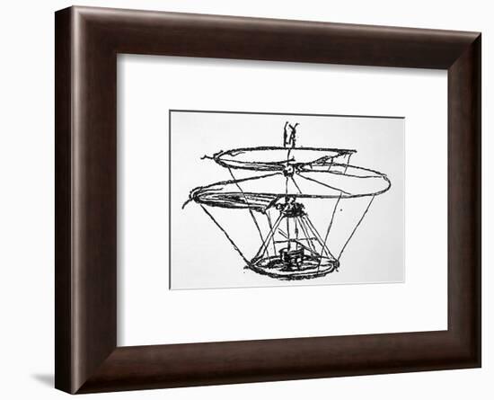 Leonardo Da Vinci Sketch of a Flying Machine-null-Framed Photographic Print