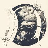 Capital Letter A Decorated with Floral Motifs and a Bird., 1880 (Engraving)-Léonce Justin Alexandre Petit-Giclee Print
