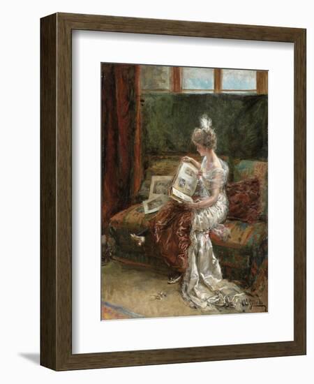 Leonie Garrido Looking at an Album of Prints-Eduardo-leon Garrido-Framed Giclee Print