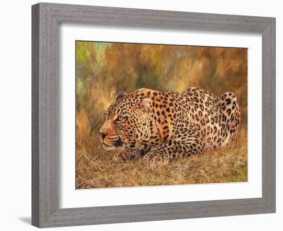 Leopard about to pounce-David Stribbling-Framed Art Print