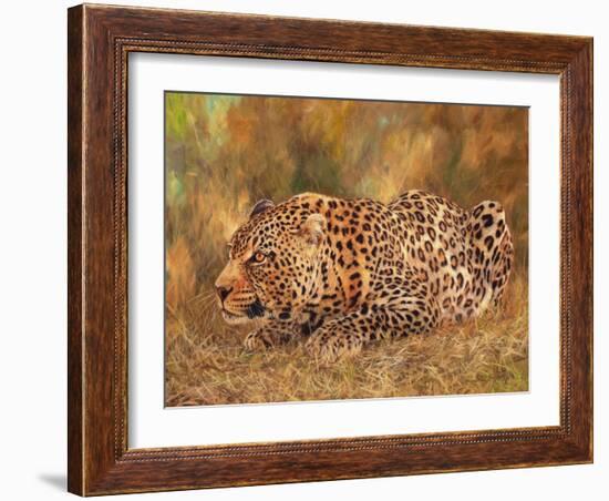 Leopard about to pounce-David Stribbling-Framed Art Print