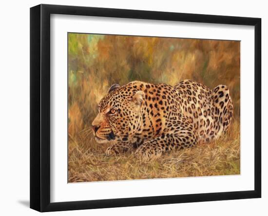 Leopard about to pounce-David Stribbling-Framed Art Print