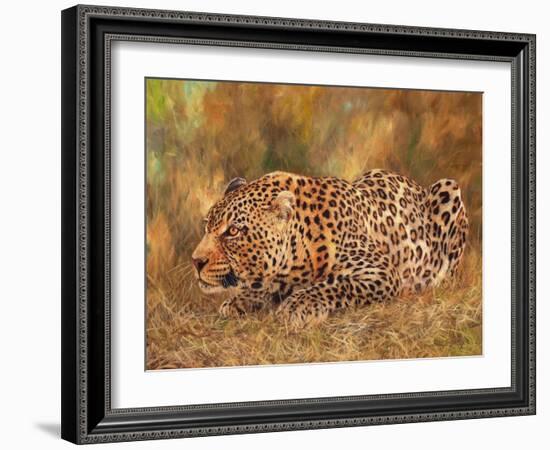 Leopard about to pounce-David Stribbling-Framed Art Print