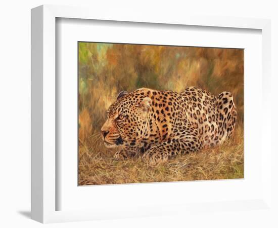 Leopard about to pounce-David Stribbling-Framed Art Print