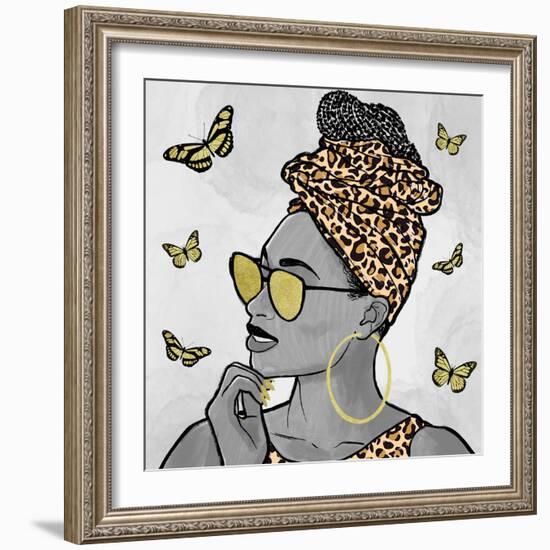 Leopard And Butterfly Fashion-Marcus Prime-Framed Art Print