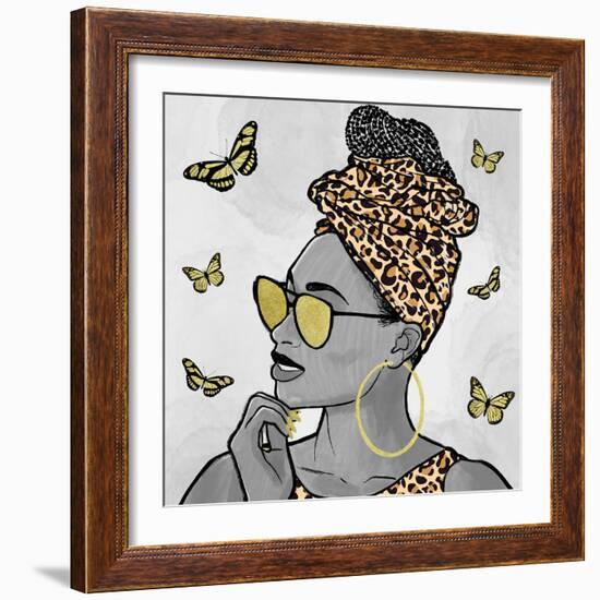 Leopard And Butterfly Fashion-Marcus Prime-Framed Art Print