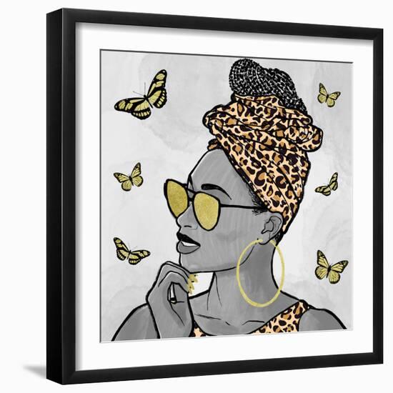 Leopard And Butterfly Fashion-Marcus Prime-Framed Art Print