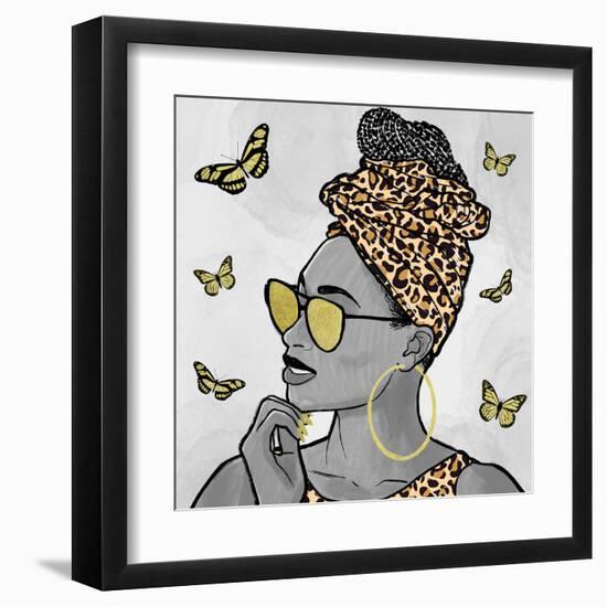 Leopard And Butterfly Fashion-Marcus Prime-Framed Art Print