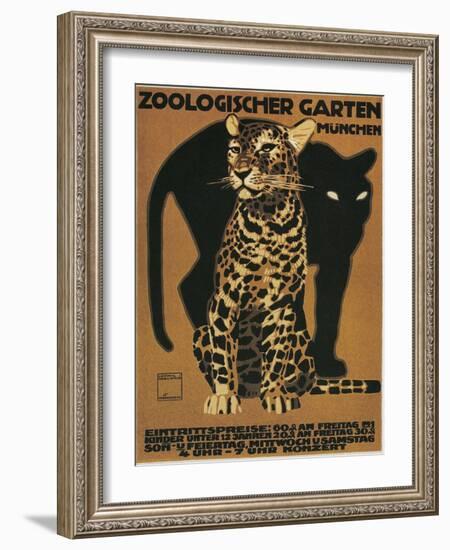 Leopard and Panther, Munich Zoo-null-Framed Art Print