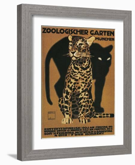 Leopard and Panther, Munich Zoo-null-Framed Art Print