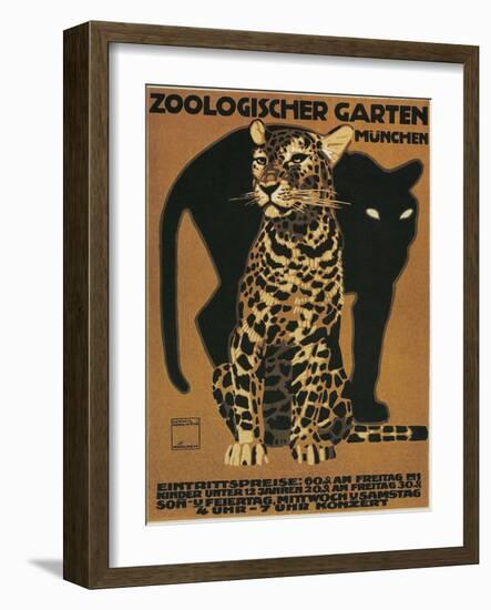 Leopard and Panther, Munich Zoo-null-Framed Art Print