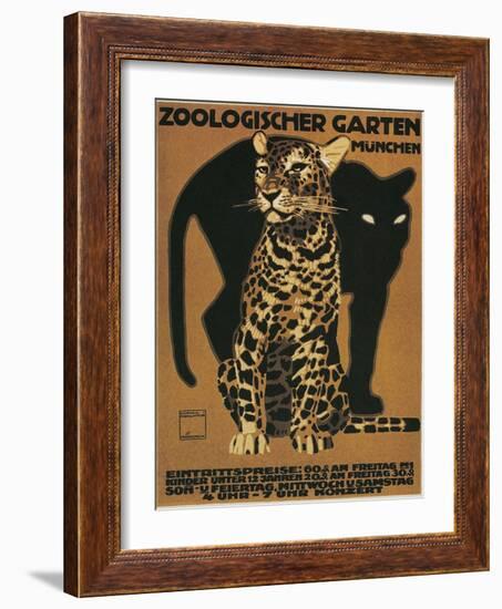 Leopard and Panther, Munich Zoo-null-Framed Art Print
