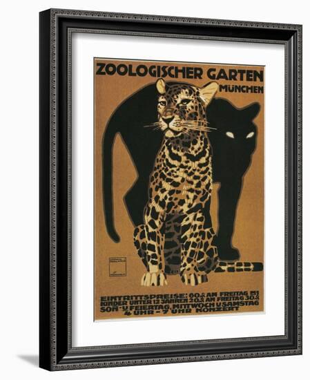 Leopard and Panther, Munich Zoo-null-Framed Art Print