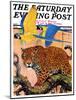 "Leopard and Parrots in Jungle," Saturday Evening Post Cover, September 2, 1933-Paul Bransom-Mounted Giclee Print