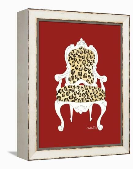 Leopard Chair on Red-Chariklia Zarris-Framed Stretched Canvas